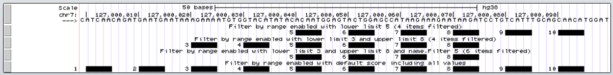 Range filters enabled on bigBed